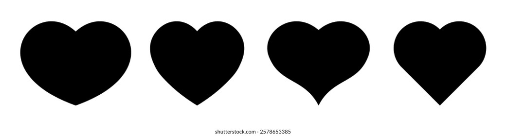 This collection features four unique vector heart shapes that can be used in various design applications, from digital art to greeting cards, suitable for any romantic occasion.