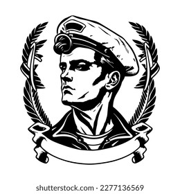 This collection features Hand drawn line art illustrations of a cute sailor captain of the ship logo, perfect for nautical or maritime-themed designs