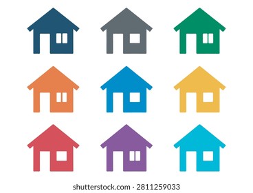 This collection features nine colorful residential house and building icons, showcasing a consistent architectural style rendered in a clean, flat, and professional design with various color options. These versatile house silhouettes are perfect for real estate websites, urban planning presentations, construction company portfolios, property management branding, or any creative design project requiring recognizable and approachable building symbols.

#BuildingIcons #RealEstateGraphics #VectorSet #ArchitecturalDesign #ResidentialIcons #HomeProperty #ConstructionAssets #FlatDesignElements #UrbanPlanning #HouseDesign