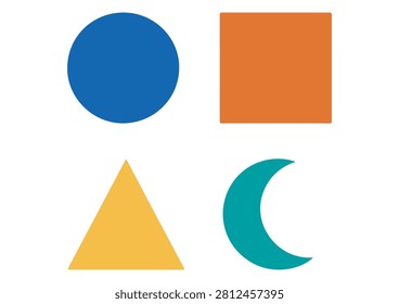 This collection features a set of colorful, minimalist geometric shapes, including a circle, a square, a triangle, and a crescent moon. These clean, flat-style vector icons are perfect for educational materials, interface design, branding, creative projects, or any work requiring simple and versatile graphic elements to add structure and contemporary visual appeal to your designs.

#GeometricShapes #ModernIconSet #VectorGraphics #AbstractDesign #FlatIcons #CreativeAssets #MinimalistArt #DesignElements #GraphicCollection #VisualDesign