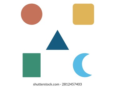 This collection features a set of colorful, minimalist shapes, including a circle, square, triangle, rectangle, and a crescent moon. These clean, flat-style vector icons are perfect for educational materials, interface design, branding, creative projects, or any work requiring simple and versatile graphic elements to add structure and contemporary visual appeal to your designs.

#GeometricShapes #ModernIconSet #VectorGraphics #AbstractDesign #FlatIcons #CreativeAssets #MinimalistArt #DesignElements #GraphicCollection #VisualDesign