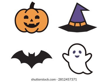 This collection features a set of festive Halloween icons, including a jack-o'-lantern, a ghost, a bat, and a witch's hat. These clean, flat-style vector graphics are perfect for enhancing Halloween-themed projects, party invitations, social media graphics, holiday marketing materials, or any creative work that requires fun and recognizable seasonal elements to add a spooky yet charming touch to your designs.

#HalloweenIcons #FestiveGraphics #VectorSet #HalloweenDesign #HolidayElements #PumpkinGraphic #GhostIcon #BatGraphic #WitchHat #CreativeAssets