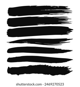 This collection features various black brush strokes, ideal for creative designs and illustrations