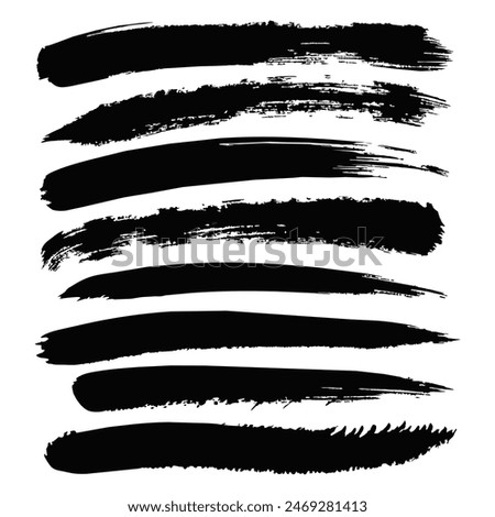 This collection features various black brush strokes, ideal for creative designs and illustrations