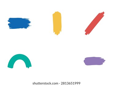 This collection of five hand-drawn icons features a variety of textured, painterly brush strokes and abstract shapes, including a horizontal block, a vertical dash, a diagonal stroke, an arch, and a solid horizontal mark. Rendered in a bold and vibrant color palette of blue, yellow, red, green, and purple, these versatile vector graphics offer an authentic, artisanal, and expressive aesthetic. They are perfect for adding a creative and modern touch to branding, user interface elements, social media graphics, digital illustrations, or any project that requires unique, handcrafted visual details.

#BrushStrokeIcons #HandDrawnDesign #AbstractGraphics #CreativeDesignElements #ArtisticTextures #VectorIllustration #VibrantColors #PainterlyStyle #ModernDesign #GraphicDesignAssets