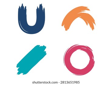 This collection of four hand-drawn icons features a variety of expressive, textured brush strokes, including a navy U-shape, an orange arch, a diagonal teal streak, and a pink circular mark. With a bold and vibrant color palette, these versatile vector graphics offer an authentic, artisanal, and modern aesthetic. They are perfect for adding a creative and textured touch to branding, user interface elements, social media graphics, digital illustrations, or any project that requires unique, handcrafted visual details.

#BrushStrokeIcons #HandDrawnDesign #AbstractGraphics #CreativeDesignElements #ArtisticTextures #VectorIllustration #VibrantColors #PainterlyStyle #ModernDesign #GraphicDesignAssets