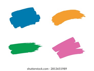 This collection of four hand-drawn icons features a variety of textured, painterly brush strokes, including a horizontal block, a curved mark, a textured horizontal sweep, and a set of diagonal swipes. Rendered in a bold and vibrant color palette of blue, orange, green, and pink, these versatile vector graphics offer an authentic, artisanal, and expressive aesthetic. They are perfect for adding a creative and modern touch to branding, user interface elements, social media graphics, digital illustrations, or any project that requires unique, handcrafted visual details.

#BrushStrokeIcons #HandDrawnDesign #AbstractGraphics #CreativeDesignElements #ArtisticTextures #VectorIllustration #VibrantColors #PainterlyStyle #ModernDesign #GraphicDesignAssets
