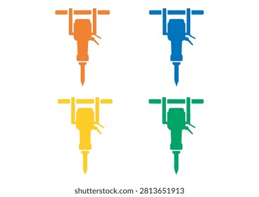 This collection of four jackhammer icons features a clean, flat-design style, with each tool rendered in a distinct, vibrant color: orange, blue, yellow, and green. These recognizable vector graphics are perfect for enhancing industrial branding, engineering websites, construction site signage, maintenance and repair service applications, or any project that requires clear and effective iconography related to heavy-duty machinery and construction work.

#JackhammerIcons #ConstructionTools #IndustrialDesign #HeavyEquipment #EngineeringGraphics #VectorIcons #SiteMaintenance #BuildingMachinery #FlatDesign #ProfessionalTools