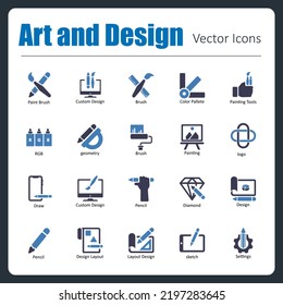 This is a collection of handcrafted pixel perfect Art and Design vector icons.