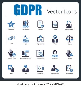 This is a collection of handcrafted pixel perfect GDPR vector icons.