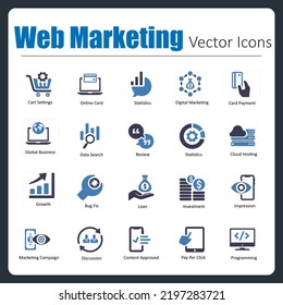 This is a collection of handcrafted pixel perfect Web Marketing vector icons.
