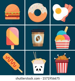 This is a collection of images of various fast food. Perfectly complement the menu design or to implement your other ideas. Looks appetizing