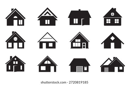 Esta colección incluye íconos minimalistas de la casa adecuados para la marca inmobiliaria, logotipos de propiedades, empresas de construcción, estudios de arquitectura, App móviles, Sitios web, diseño de interfaz de usuario, presentaciones y materiales de marketing.