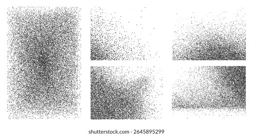 This collection showcases various textured patterns using fine dots and gradual shading. These patterns can enhance creative projects, backgrounds, and artistic designs.