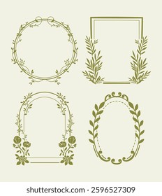 This collection showcases vintage botanical frames with intricate floral and leaf details