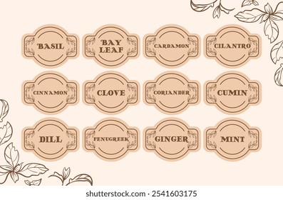 This collection of spice jar labels and stickers is designed to help you efficiently organize your pantry. Keep your herbs and spices clearly marked for easy access and a tidy kitchen storage solution