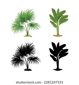 This is a collection of trees and shadows vector.