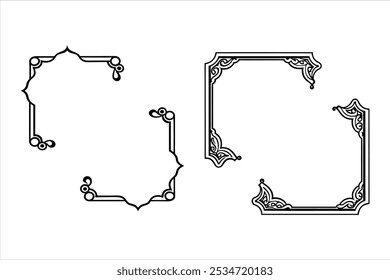  This collection of vintage corner frames features beautifully isolated designs perfect for adding an ornate touch to invitations, borders, and decorative digital projects. Timeless elegance.