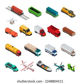 Esta colección de vehículos blancos de trasbordo incluye una variedad de transporte.