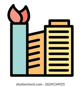 This color icon depicts an industrial plant emitting smoke from its chimney, representing manufacturing and air pollution