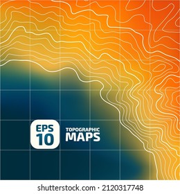 This color topographic map outlines vector stylized as line heights. The concept of a conditional scheme of geography and the path of the area. 1x1 size. Map of land area vector illustration.