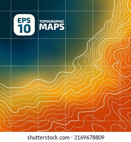 This color topographic map outlines vector stylized as line heights. The concept of a conditional scheme of geography and the path of the area. 1x1 size. Map of land area vector illustration.