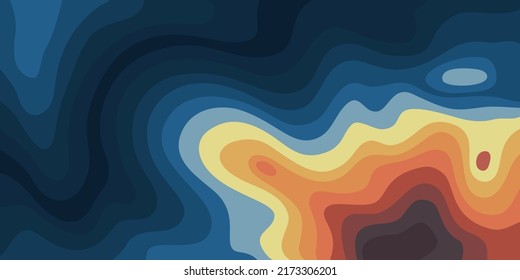 This color topographic map outlines vector stylized as line heights. The concept of a conditional scheme of geography and the path of the area. Map of land area vector illustration.