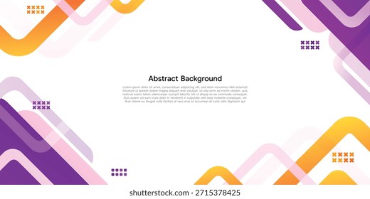 Este colorido fondo abstracto muestra un diseño contemporáneo con líneas fluidas y Elementos geométricos redondeados en Gradientes morados, naranjas y amarillos, perfecto para temas de tecnología y negocios.