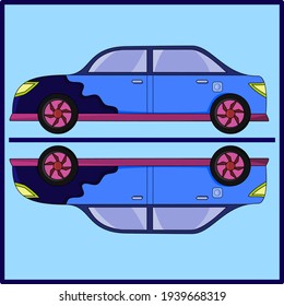 This is the colorful car which have reflection shadow on below it