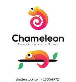 this is a colorful chameleon logo
