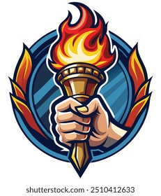 Este es un Vector de antorcha de fuego de colores 1