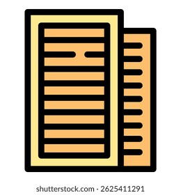 This colorful icon depicts a server room, symbolizing data storage and processing