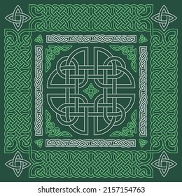 This colorful illustration depicts an abstract Celtic knot ornament