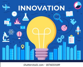 This Colorful Illustration Depicts Innovation Concept Stock Vector ...