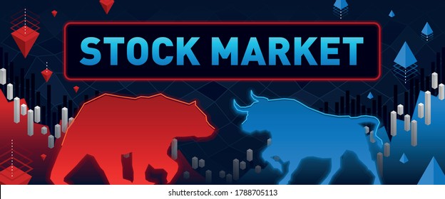 This colorful illustration depicts a "red bear" and a "blue bull", these are market participants who play to raise or lower exchange rates or securities