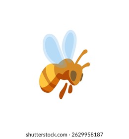 This colorful illustration features a cute honey bee with transparent blue wings and a striped yellow body. It’s perfect for nature, beekeeping, eco-friendly themes, or children’s illustrations.