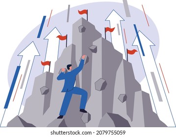 This colorful image illustrates the ambitious man, who is full of desire and determination to overcome difficulties and achieve success