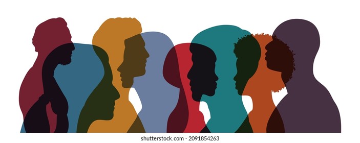 This colorful image illustrates a group of multiethnic and multicultural citizens - Shutterstock ID 2091854263