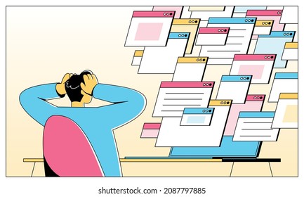 This colorful image illustrates an information overload (information explosion) the excess of information available to a person aiming to complete a task or make a decision