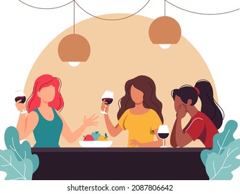 Esta colorida imagen ilustra a tres jóvenes amigos chismoreando y difundiendo rumores