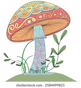 This is a colorful mashroom vector art.