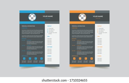This is Colorful Professional Personal CV Resume Template Design and Pro Vector Illustration