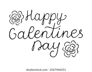 This colorful spring Calligraphy lettering features the phrase Happy Galentines Day, surrounded by charming floral designs, celebrating friendship and connection during the spring season.