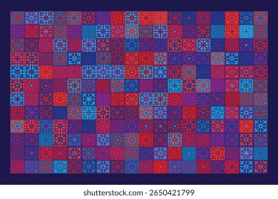 This colorful tile vector pattern features bold geometric shapes, making it perfect for vibrant wall or floor designs in modern, eclectic interiors.

