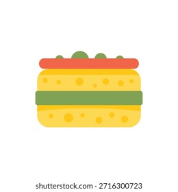 This colorful vector illustration features a tasty looking layered sandwich, perfect for projects related to food, snacks, and dining