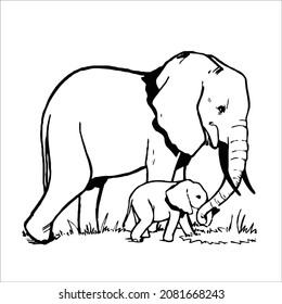 This is coloring elephant line art