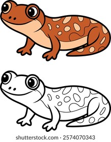 This coloring page features two adorable cartoon Salamander illustrations.