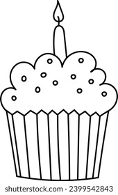 This Coloring Page For Kids, Titled Cupcake For Holiday, Encourages Children'S Creativity Through Creative Coloring Book Featuring Vector Illustrations