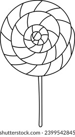 This Coloring Page For Kids, Titled Candy On A Stick, Encourages Children'S Creativity Through Creative Coloring Book Featuring Vector Illustrations