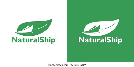 Dieser kombinierte landwirtschaftliche Logo-Vektor ist inspiriert von Illustrationen von Boot-Designs und grünen Blättern.